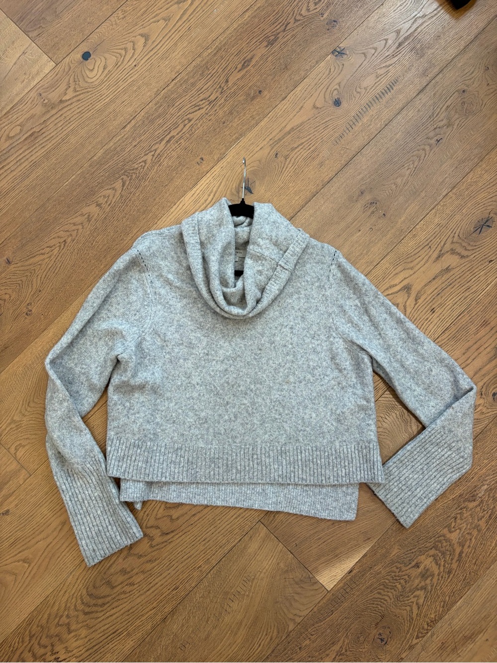 All Saints Heather Gray Cropped Cowl Neck Wool Sweater